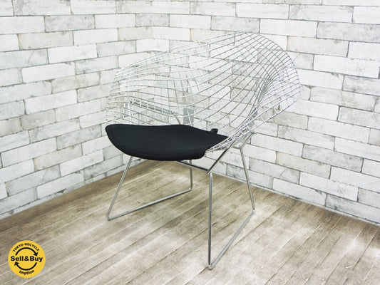 ノル / Knoll USA / ノール 巨匠 ハリーベルトイア / Harry Bertoia デザイン 名作 『 ダイヤモンドチェア 』 クローム&パッド付き 定価￥197,640～ MoMA ★