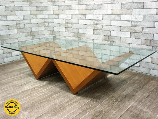 イタリア製 arflex アルフレックス モンターニャ リビング ローテーブル w150cm クリアガラス ●
