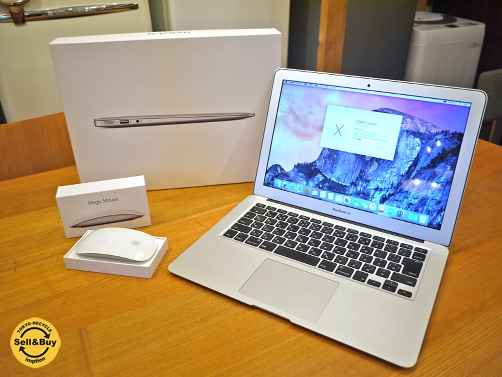 美品 アップル / Apple"MacBook Air" "Magic Mouse2" 13インチ  A1466 Core i5 13.3型 1.6Ghz 4GB 128GB 2015 マウス◎