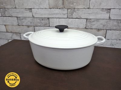 ルクルーゼ LE CREUSET ココットオーバル 27cm ホワイト 箱付き ●