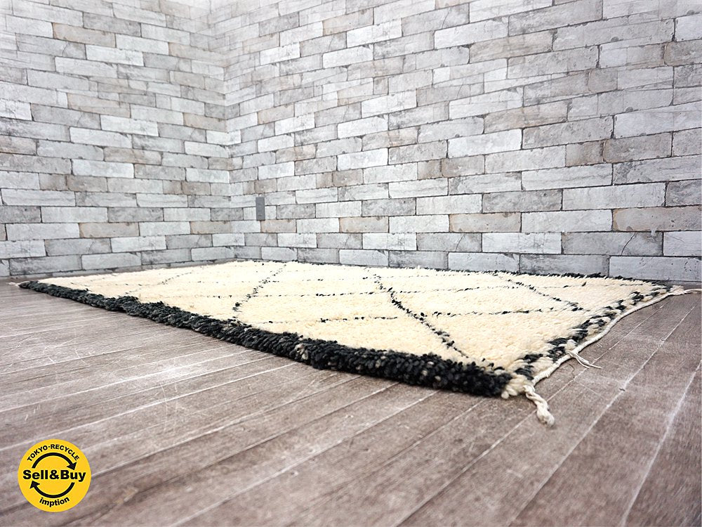 H.P.DECO 好奇心の小部屋 絨毯 ヴィンテージ ハンドメイド パイルラグ ウール w167x102cm モロッコ製 ●