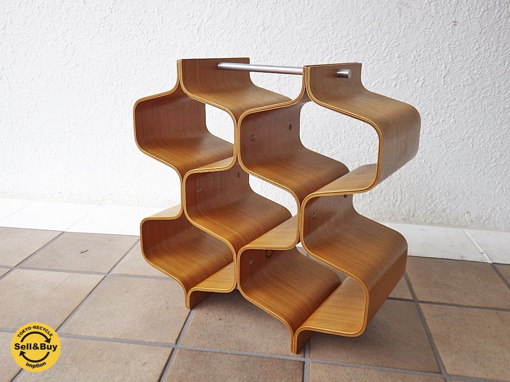 ミッドセンチュリーモダン Mid-century modern チーク材 プライウッド ワインラック 廃盤 ◇