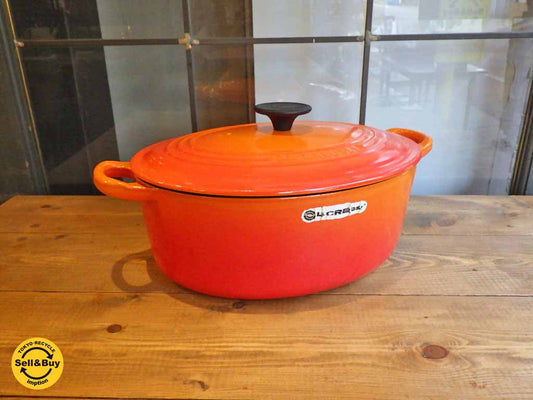 ルクルーゼ LE CREUSET ココットオーバル 27cm オレンジ 両手鍋 ■