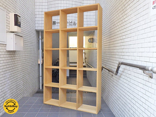 無印良品 MUJI スタッキングシェルフ 3列5段 オーク材 オープンシェルフ 棚 飾り棚 ■