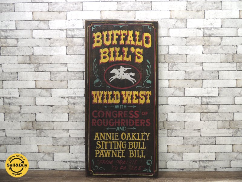 BUFFALO BILL'S WILD WEST ビンテージ 木製看板 サインボード ●