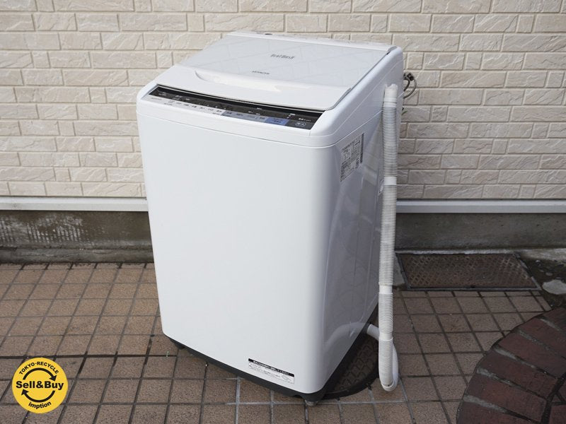 日立 HITACHI ビートウォッシュ 8kg ステンレス槽 洗濯機 2017年製 BW-V80A ●