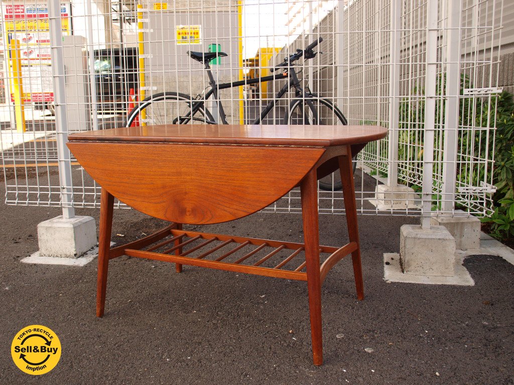 デンマーク ビンテージ ドロップリーフ ラウンド コーヒーテーブル Vintage Dropleaf Round Coffeetable ★