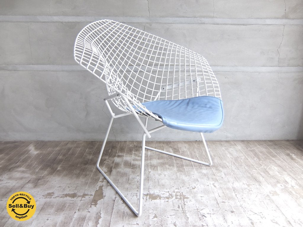 ノール Knoll ダイアモンドチェア Diamond Chair ブルークッション 付きハリーベルトイヤ デザイン♪