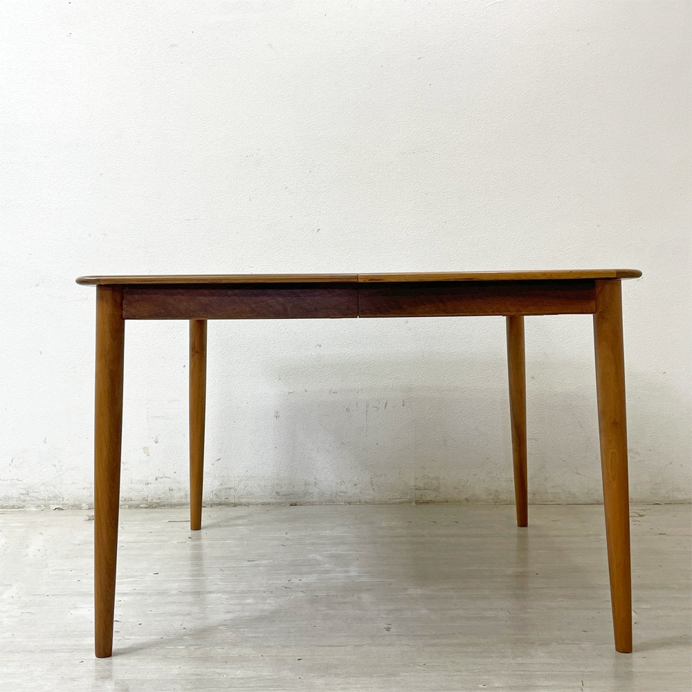 USビンテージ US Vintage ウォールナット材 エクステンション ダイニングテーブル W112.5-224.5cm 伸長式 北欧スタイル ●