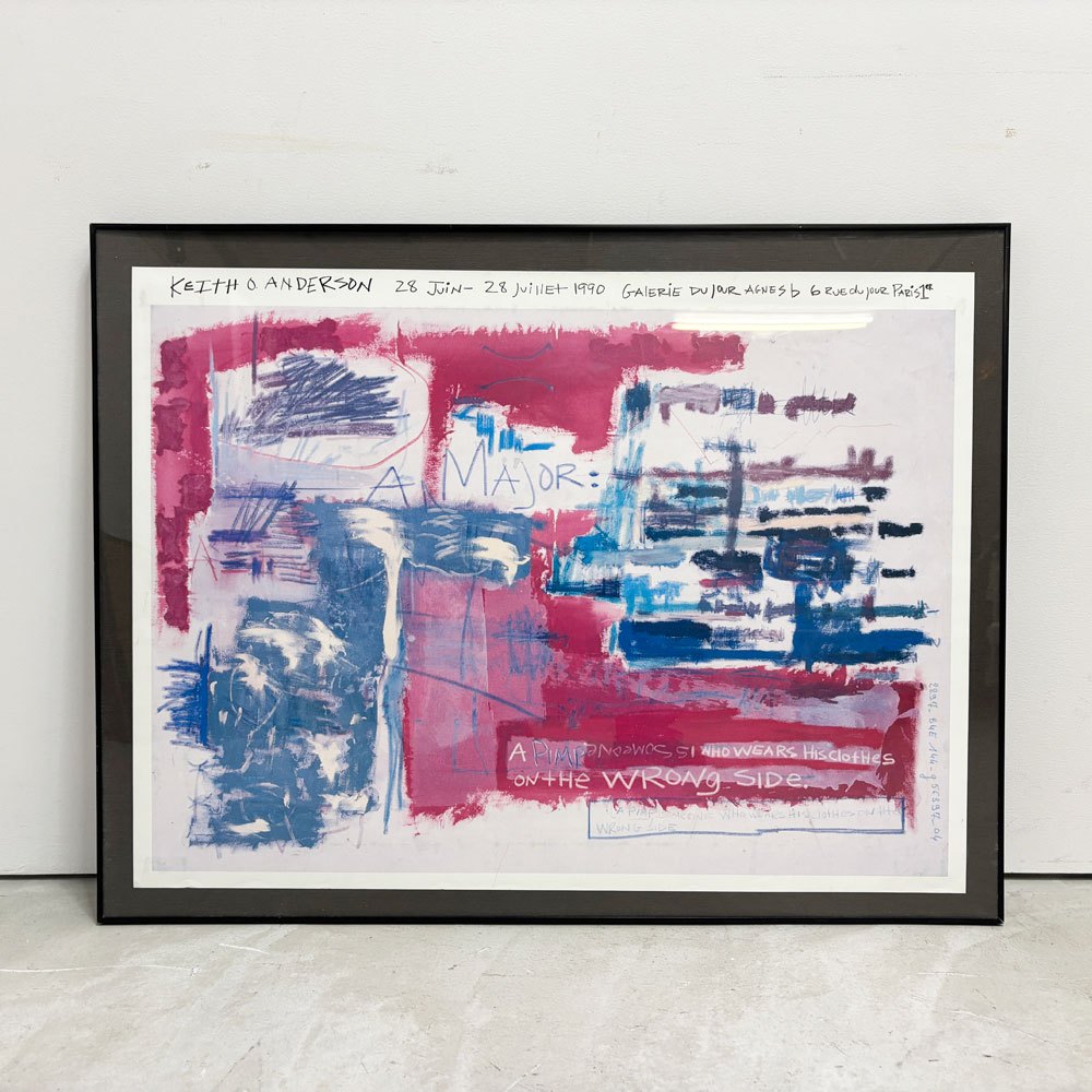 キース・O・アンダーソン Keith O Anderson 展覧会ポスター A MAJOR: ON THE WRONG SIDE 1990年 Galerie du Jour Agnes B 現代アート 額装品 ●