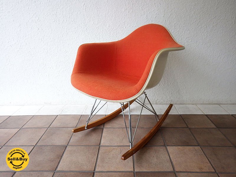 ハーマンミラー HermanMiller C&R. イームズ アームシェルチェア ロッカーベース RAR 貴重 マハラム社製 A. ジラルド生地仕様 70's ビンテージ ミッドセンチュリーモダン ◇