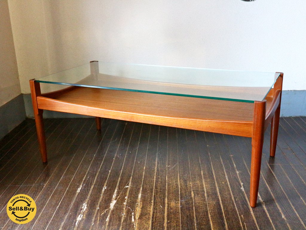 ハイク HIKE RESPOKE ガラスソファテーブル Glass sofa table ガラス×チーク材 ローテーブル 現行 定価14万円 中目黒 ◎