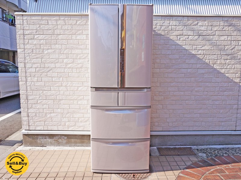 日立 HITACHI ノンフロン冷凍冷蔵庫 440L スリープ保存 真空チルド 6ドア 2013年製 R-SF440CM ソフトブラウン ●
