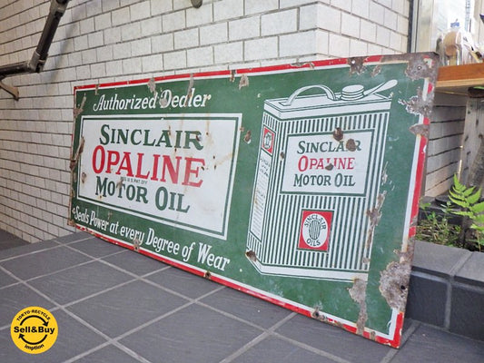 USAビンテージ シンクレア SINCLAIR OPALINE MOTOR OIL ブリキ看板 1920's アメリカ ■