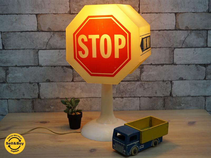 USビンテージ traffic sign テーブルランプ 照明 ●
