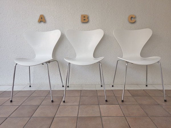 フリッツハンセン Fritz Hansen セブンチェア Seven Chair アルネヤコブセン Arne Jacobsen ホワイトラッカー (定価:￥72,360-/'05.ver) A ◇