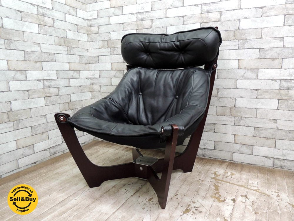 IMG ルナチェア LUNA CHAIR 本革 ラウンジチェア ハイバック Odd Knutsen 北欧家具 ノルウェー ●