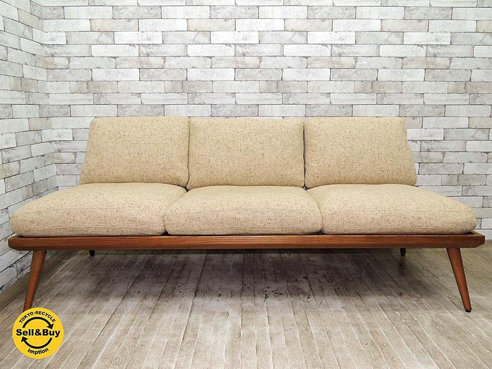 トラックファニチャー TRUCK FURNITURE CS SOFA 3pソファ ナラ無垢材フレーム ライトブラウン フェザークッション 張地F-42 ●