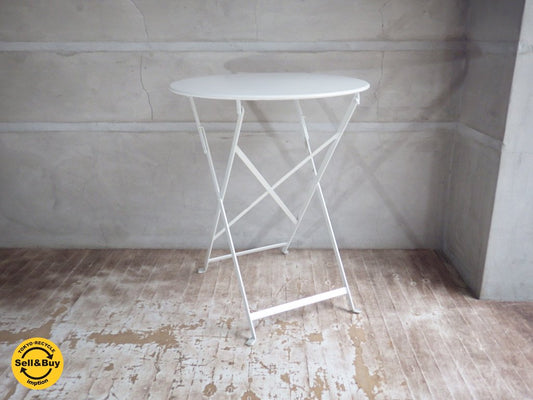 フェルモブ Fermob ビストロ フォールディング テーブル ホワイト Φ60ｃｍ 折畳テーブル Ｂ ♪