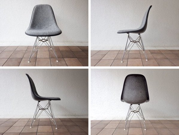 ハーマンミラー Herman Miller 55～70’s ビンテージ 2nd サイドシェルチェア VTG エッフェルベース DSR C&R.イームズ マハラム社 A.ジラルド生地 & 黒シェル ◇