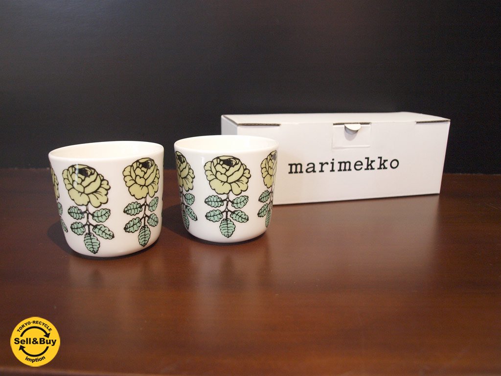 マリメッコ marimekko ヴィヒキルース VIHKIRUUSU ラテマグ ライトグリーン 2個セット マイヤ・イソラ デザイン 未使用品 ★