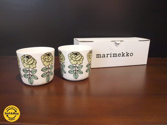 マリメッコ marimekko ヴィヒキルース VIHKIRUUSU ラテマグ ライトグリーン 2個セット マイヤ・イソラ デザイン 未使用品 ★