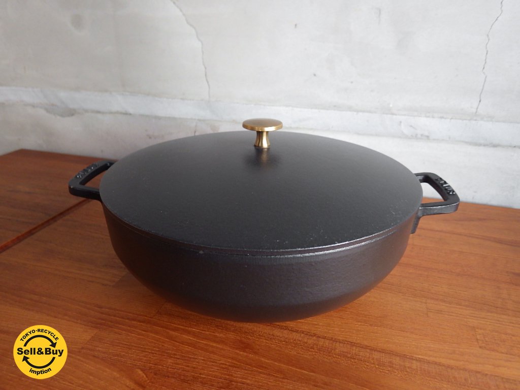 ストウブ STAUB 両手鍋 28cm ブラック 廃番希少品 ♪