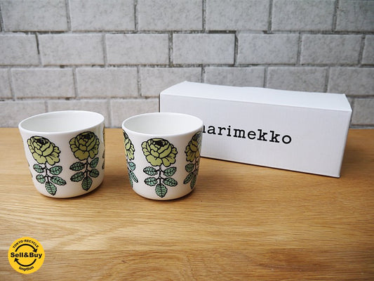 マリメッコ marimekko ヴィヒキルース VIHKIRUUSU ラテマグ ライトグリーン 2個セット マイヤ イソラ デザイン 箱付 未使用品 ■