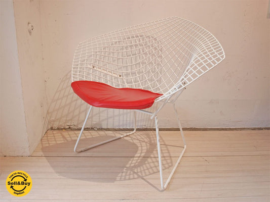 ノール Knoll ダイアモンド チェア Diamond Chair レッドクッション付き ハリーベルトイヤ デザイン ★