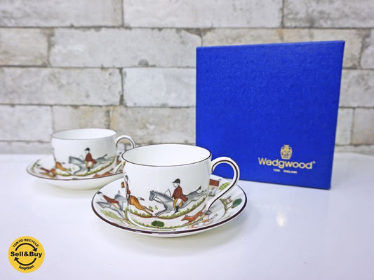 ウェッジウッド WEDGWOOD ハンティングシーン Hunting scenes カップ&ソーサー C&S 2客セット ●