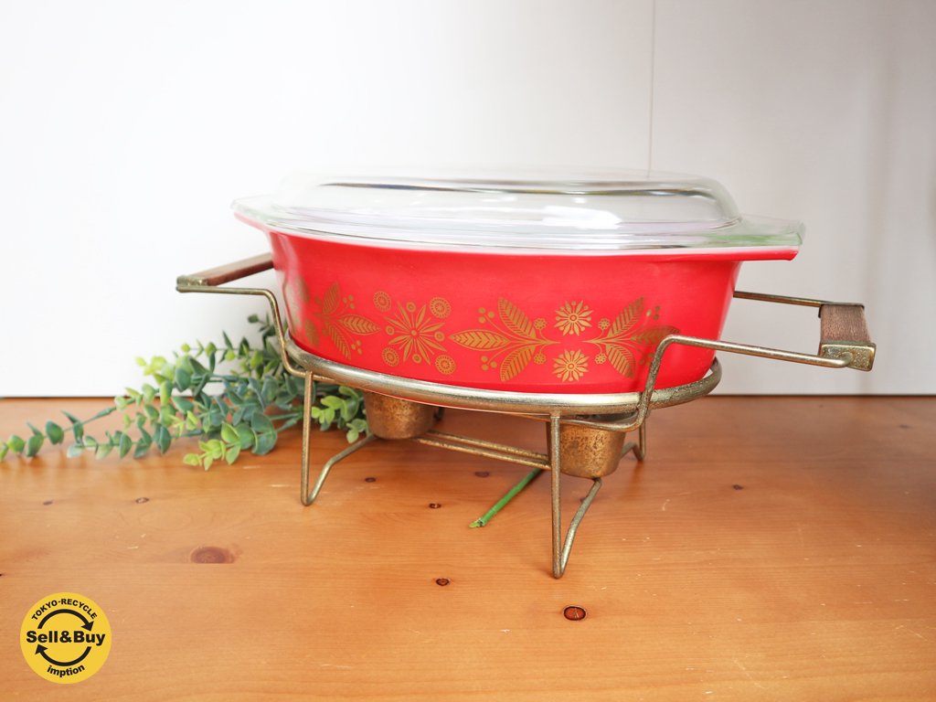 オールドパイレックス old PYREX キャセロール deluxe buffet server スタンド付き 1961年製 ビンテージ ◎