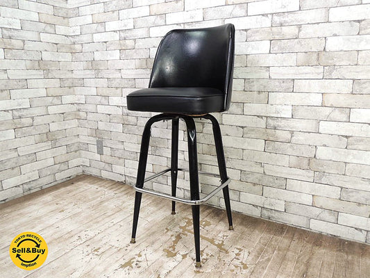 USビンテージ BENNINGTON FURNITURE カウンタースツール ハイスツール 回転シート SH77cm 50’s 60’sアンティーク ●