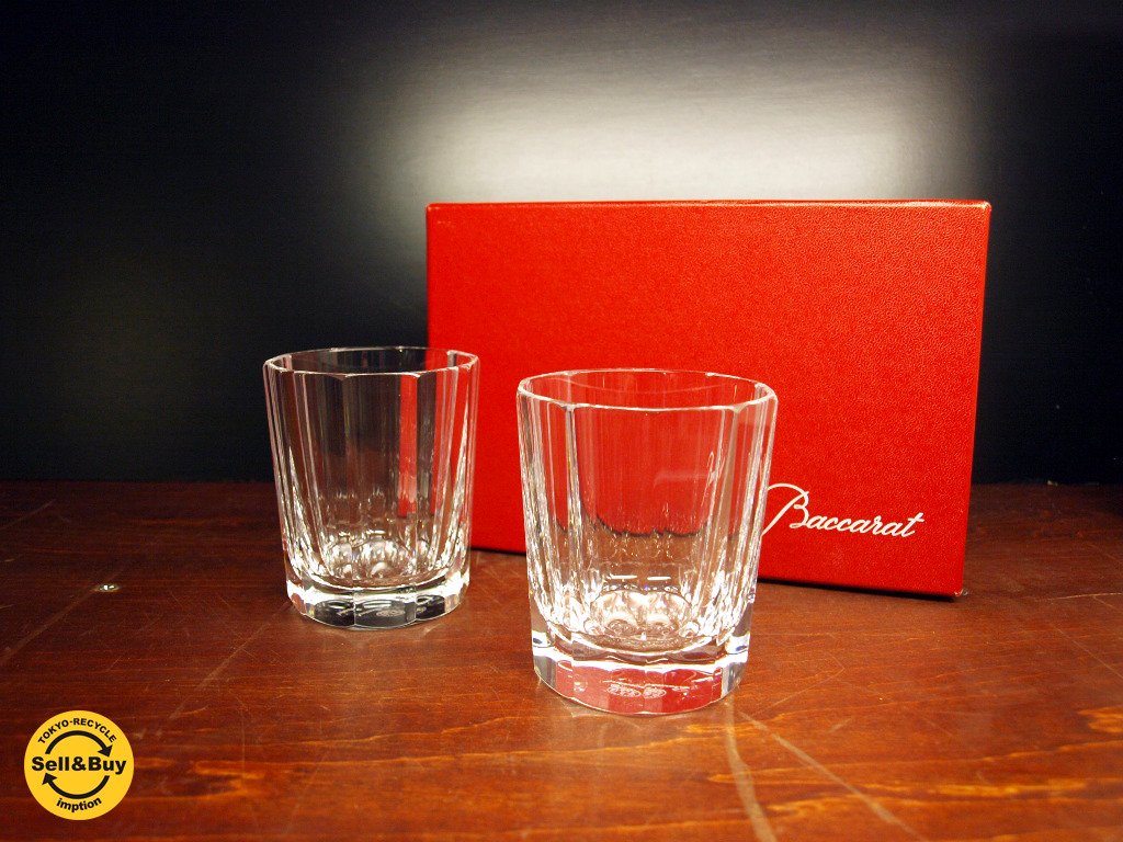 バカラ BACCARAT モナコ MONACO オールドファッション ロックグラス 2客セット ペアグラス 93年廃盤 美品 ★