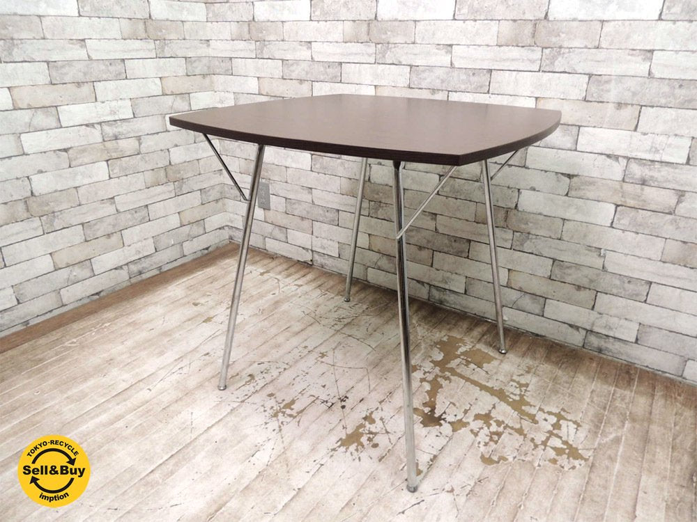 ニーダイニングテーブル Ny Dining Table 新居猛デザイン SHAMIDO W75cm 廃番ブラウン天板 折り畳みテーブル ●