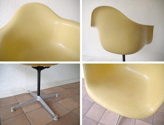 ハーマンミラー HermanMiller C&R. イームズ 70's ビンテージ 2nd アームシェルチェア コントラクトベース PAC レアLY色 USA ミッドセンチュリー 名作チェア ◇