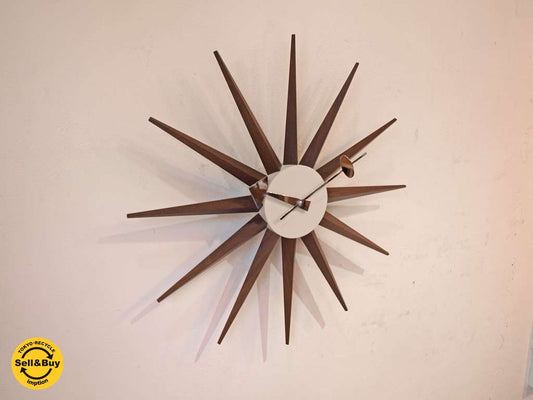 ヴィトラ Vitra ジョージネルソン George Nelson サンバースト Sunburst Clock 壁掛け時計 ウォールクロック ウォールナット ★