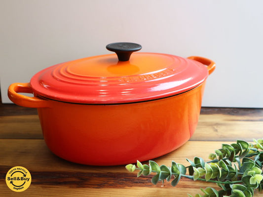 ルクルーゼ LE CREUSET ココット オーバル 28cm オレンジ 両手鍋 ◎