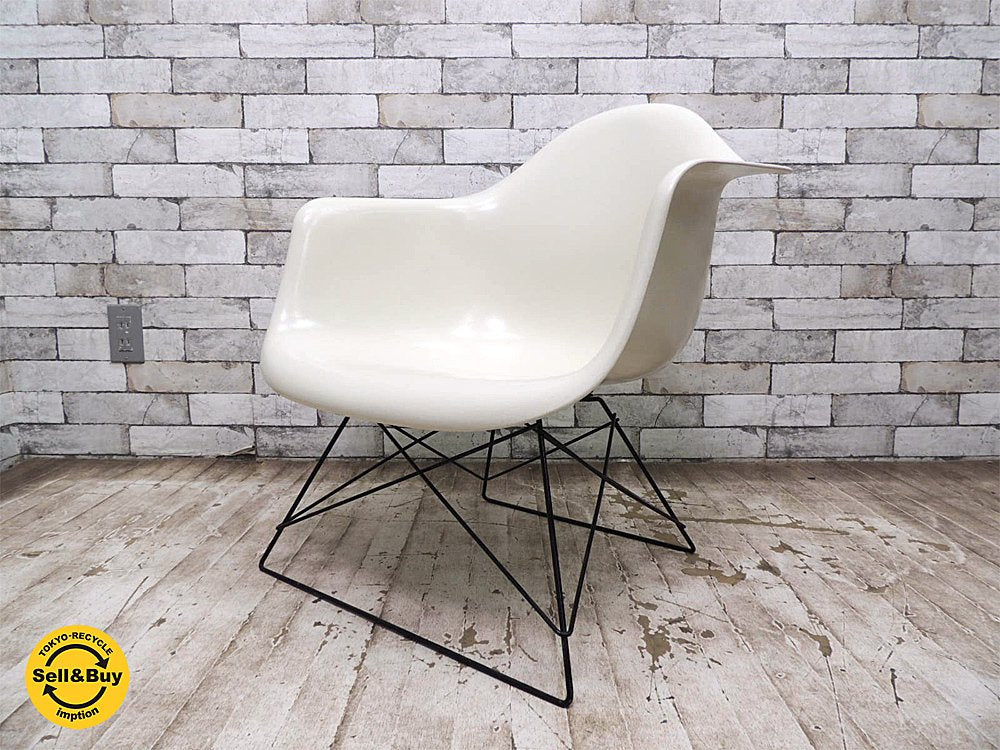 ハーマンミラー Herman Miller アームシェルチェア 現行 FRP パーチメント + キャッツクレイドルベース イームズ ミッドセンチュリー A ●