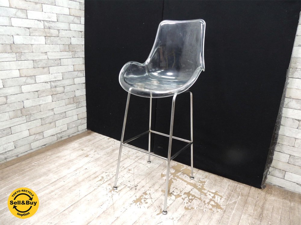 スペースエイジ アクリルシェルチェア カウンターチェア ハイスツール ビンテージ LUCITE CHAIR ●