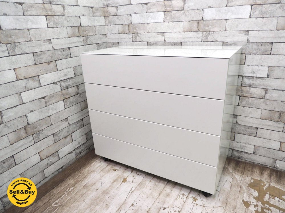 カッシーナイクスシー Cassina ixc. ロータス LOTUS 4段ドロアー drawer チェスト スライドトレー付 グロッシーホワイト W85cm ●