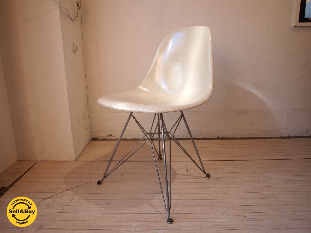 ハーマンミラー Herman Miller ビンテージ サイドシェルチェア 2ndシェル FRP パーチメントカラー ＋ 1st ワイヤーベース C&R イームズ A ★