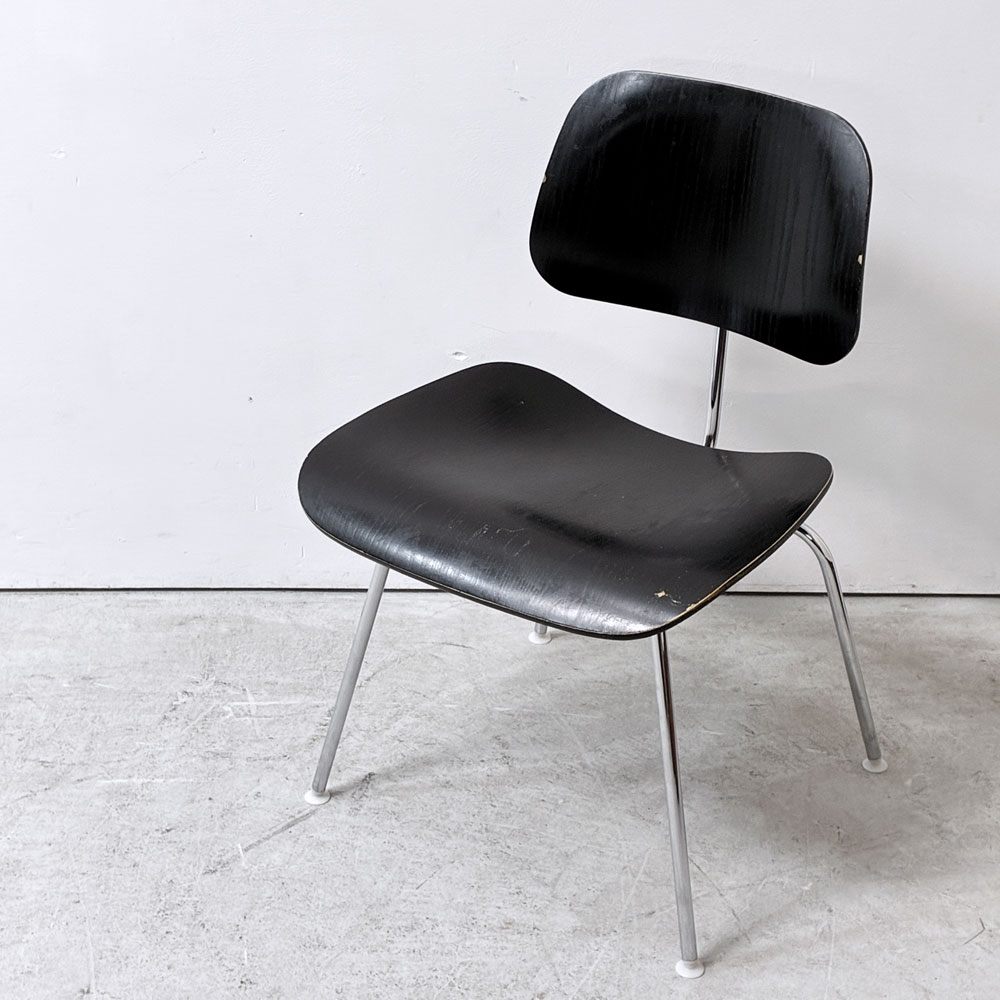 ハーマンミラー Herman Miller DCM  ダイニングチェア プライウッドチェア エボニー ブラックカラー メタルレッグ C&R イームズ ●