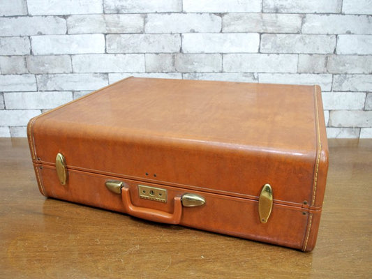 サムソナイト samsonite ビンテージ vintage レザー トランク trunk ブラウン 店舗什器 撮影用 ●