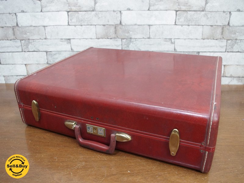 サムソナイト samsonite ビンテージ vintage レザー トランク trunk 鍵付き 店舗什器 撮影用 ●