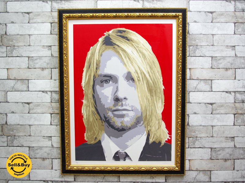 ジャッキー・シェフィンズ Jackie Cheffins カート・コバーン Kurt Cobain アートポスター / アートフレーム 額装品 直筆サイン入り ●