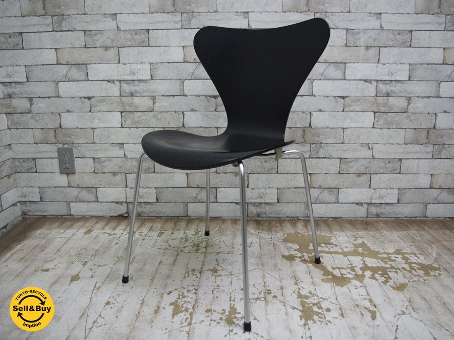 フリッツハンセン Fritz Hansen セブンチェア Seven Chair アルネヤコブセン Arne Jacobsen カラードアッシュ 195 ブラック '00.ver 状態良好 ◇