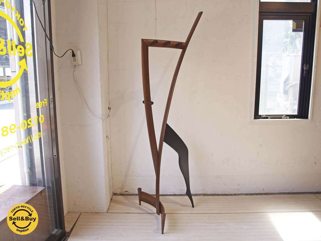 ビンテージ チーク材 アーティスティック コートスタンド Vintage teak wood coat stand コートハンガー 3本脚 ★