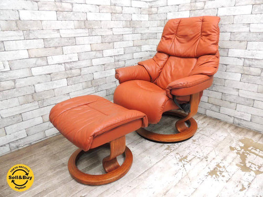 エコーネス EKORNES タンパ TAMPA ストレスレスチェア リクライニングチェア + オットマン 北欧家具 ノルウェー ●