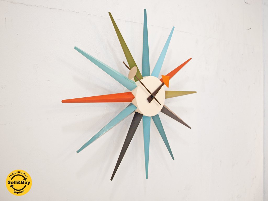 ヴィトラ Vitra ジョージネルソン サンバーストクロック George Nelson Sunburst Clock 壁掛け時計 ウォールクロック マルチカラー 箱付 展示美品 ★