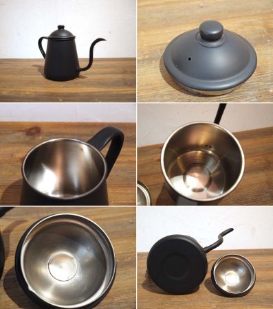 タカヒロ Takahiro ドリップポット Drip pot 『雫』 細口 カフェ・ヴィヴモン・ディモンシュ ステンレス製 0.9L ツヤ消しブラック ★